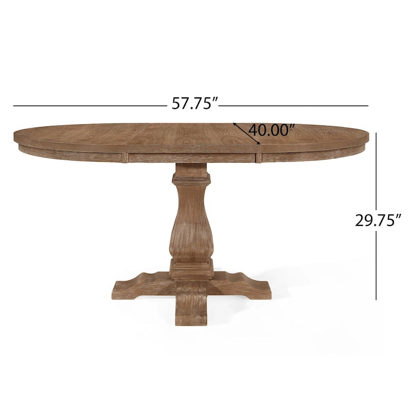 Expandable Round Wood Dining Table with Pedestal Base