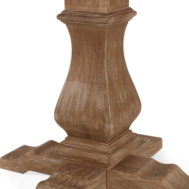 Expandable Round Wood Dining Table with Pedestal Base