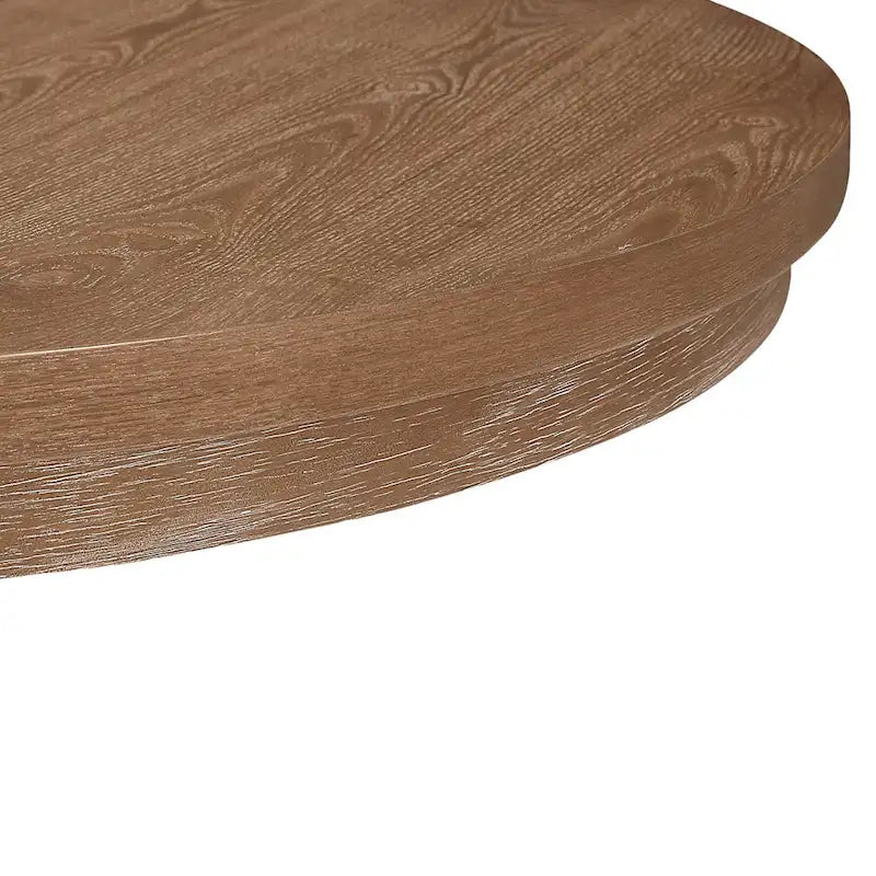 Expandable Round Wood Dining Table with Pedestal Base