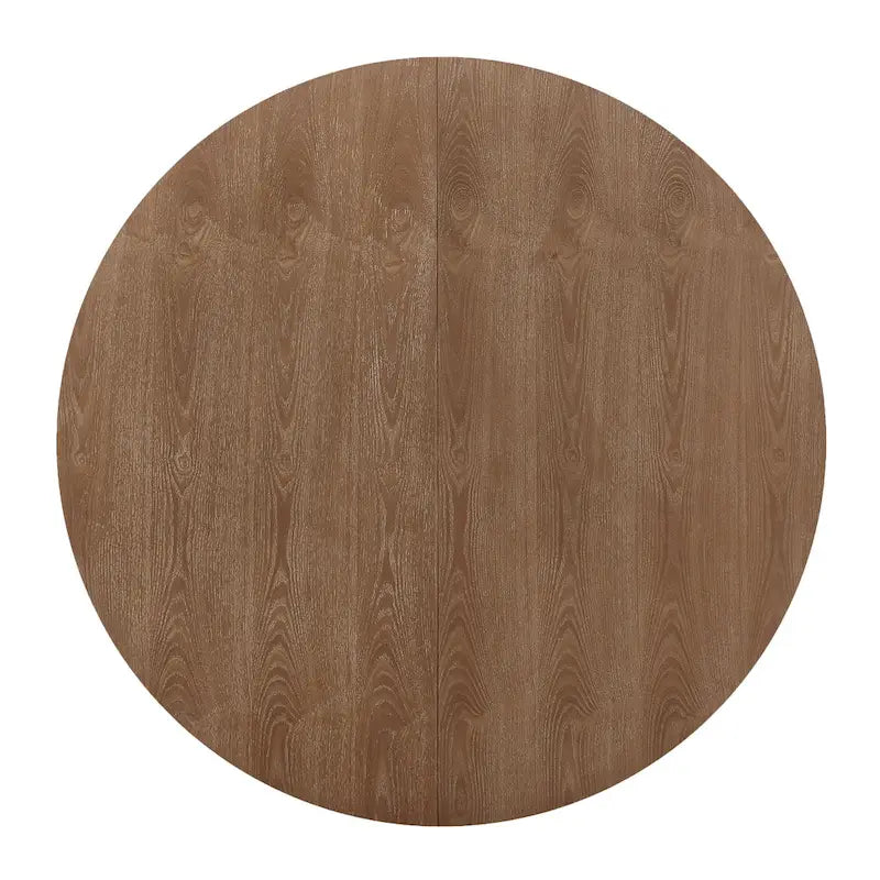 Expandable Round Wood Dining Table with Pedestal Base