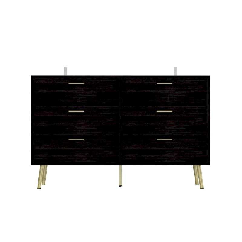6 Drawer Larget Chest&Dresser With Golden Metal Handles