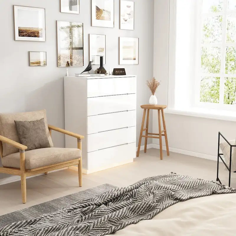 5-Drawer High Gloss Chest with LED Light