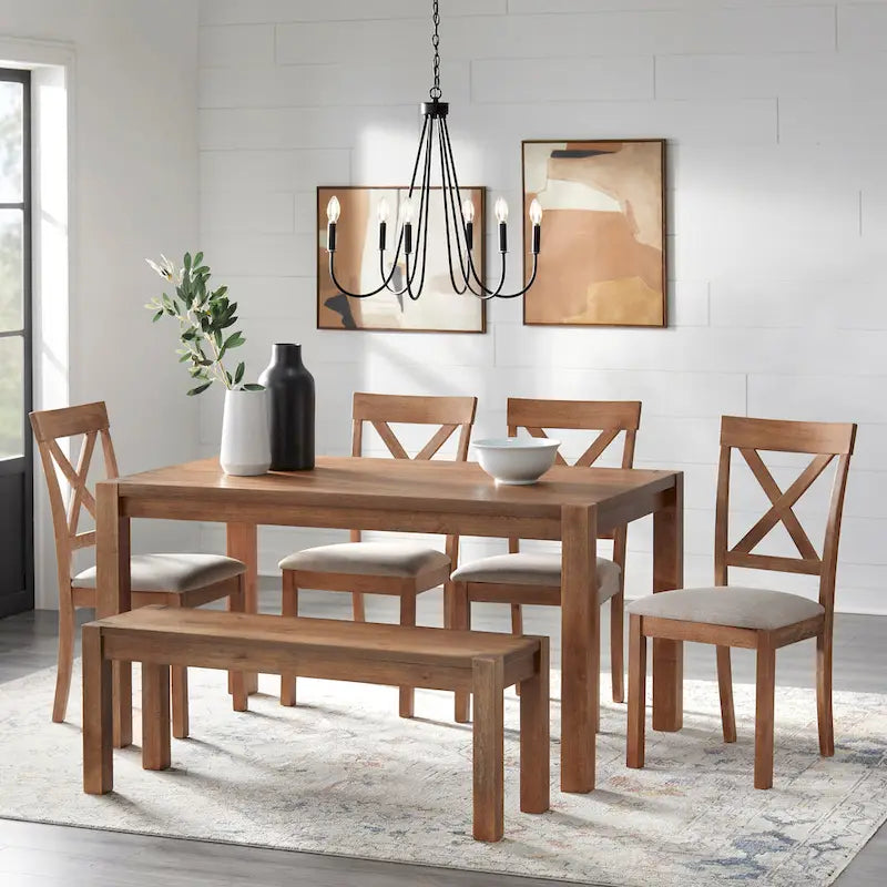 Rustic Dining Bench in Driftwood or Black Finish