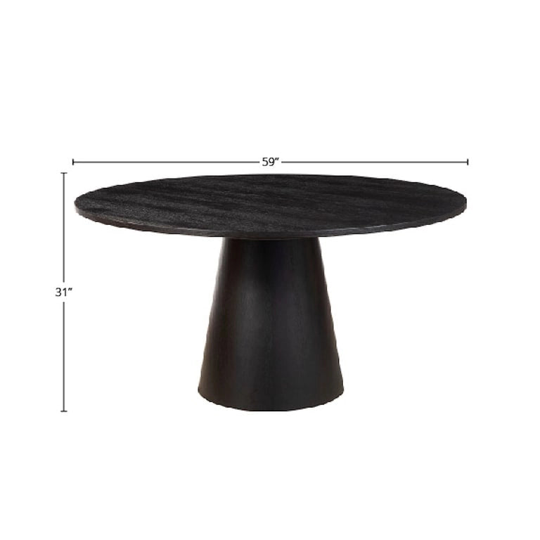 59-Inch Round Dining Table, Vintage Black