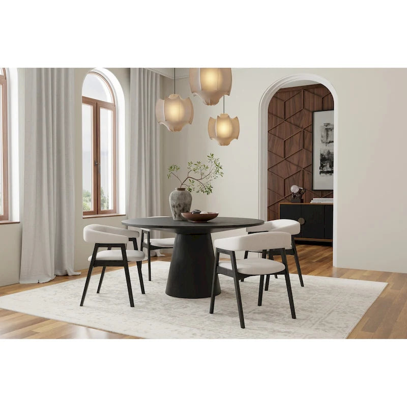 59-Inch Round Dining Table, Vintage Black