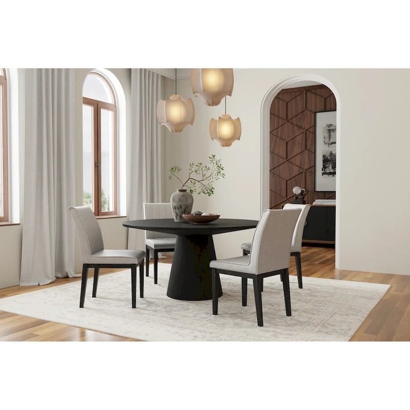 59-Inch Round Dining Table, Vintage Black