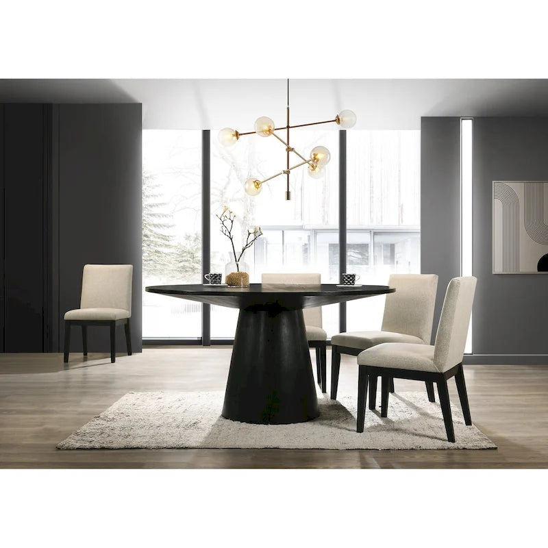 59-Inch Round Dining Table, Vintage Black