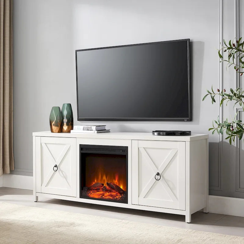 58 in. Farmhouse TV Stand with Electric Fireplace Insert