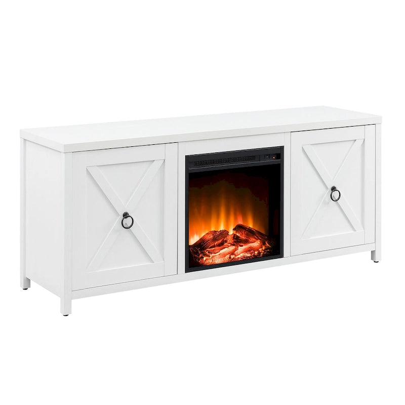 58 in. Farmhouse TV Stand with Electric Fireplace Insert