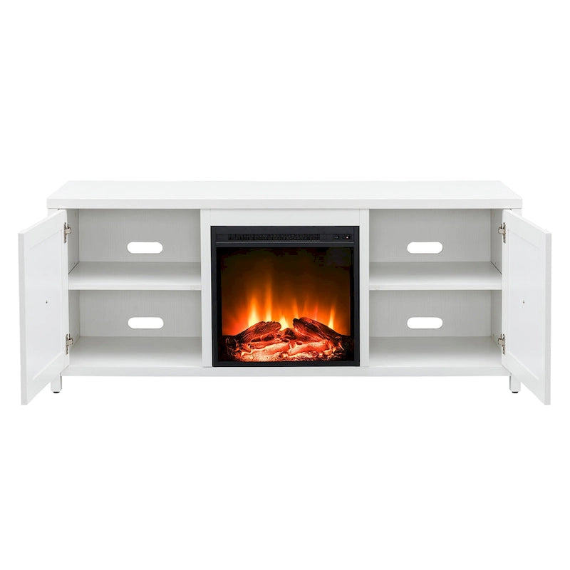 58 in. Farmhouse TV Stand with Electric Fireplace Insert