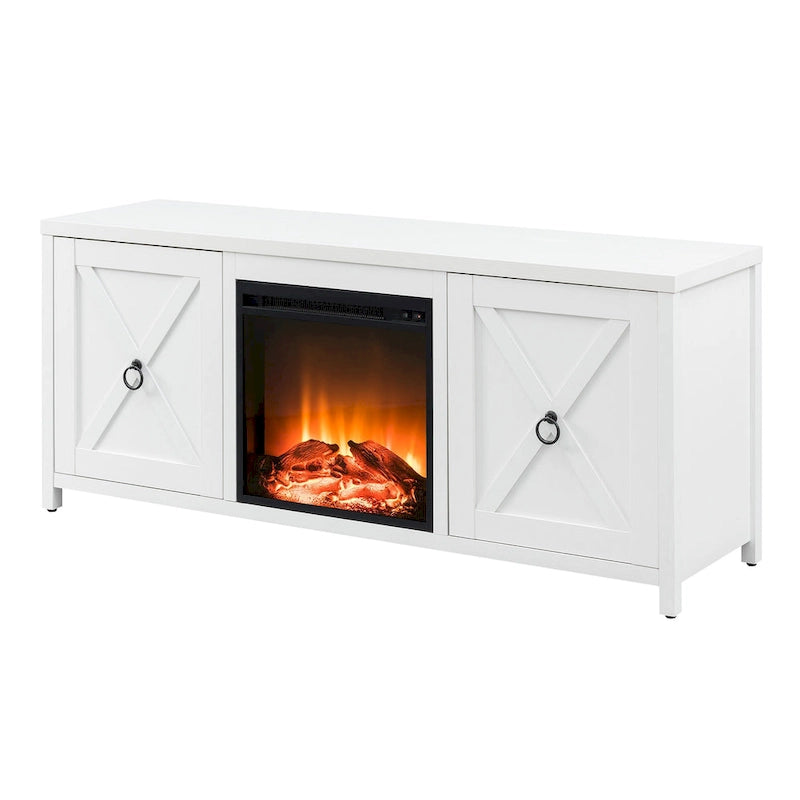 58 in. Farmhouse TV Stand with Electric Fireplace Insert