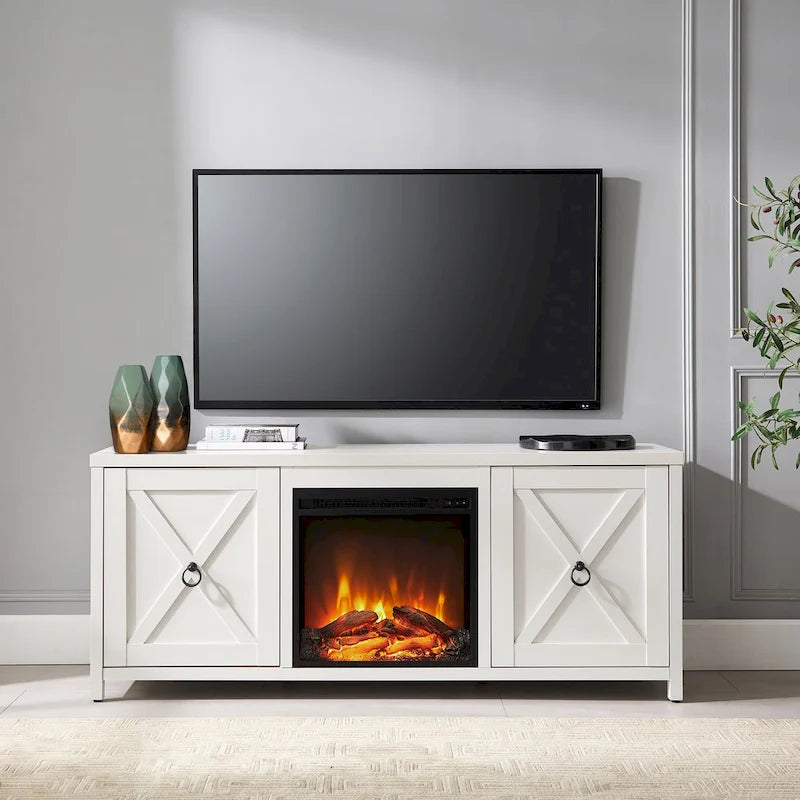 58 in. Farmhouse TV Stand with Electric Fireplace Insert