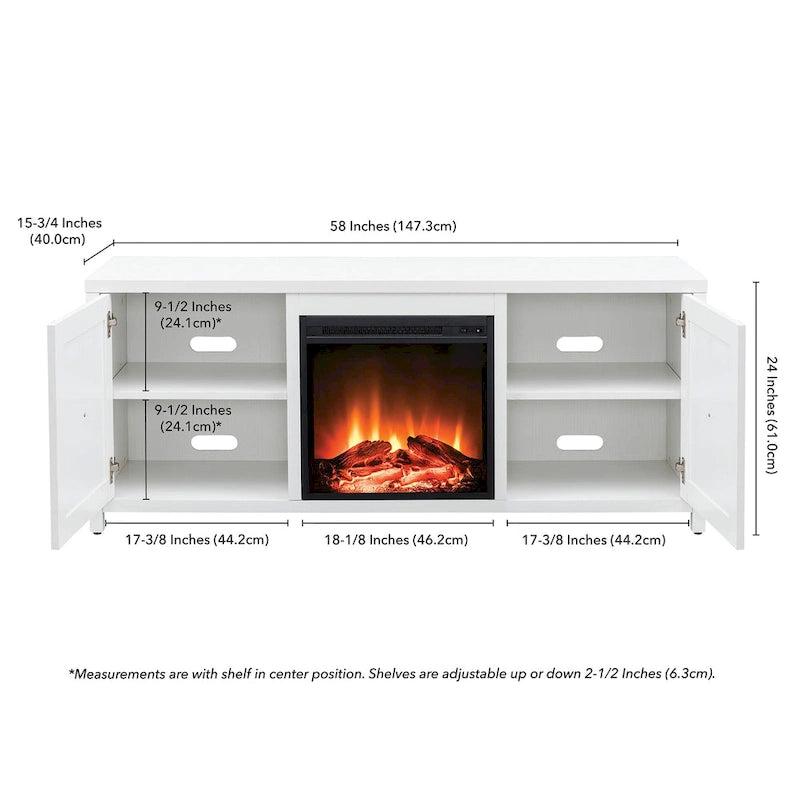 58 in. Farmhouse TV Stand with Electric Fireplace Insert