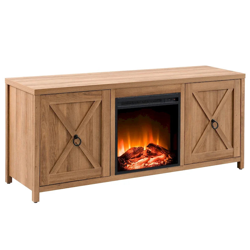 58 in. Farmhouse TV Stand with Electric Fireplace Insert