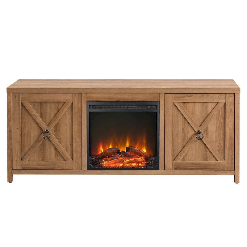 58 in. Farmhouse TV Stand with Electric Fireplace Insert