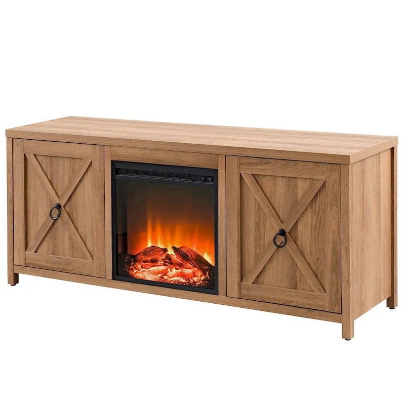 58 in. Farmhouse TV Stand with Electric Fireplace Insert