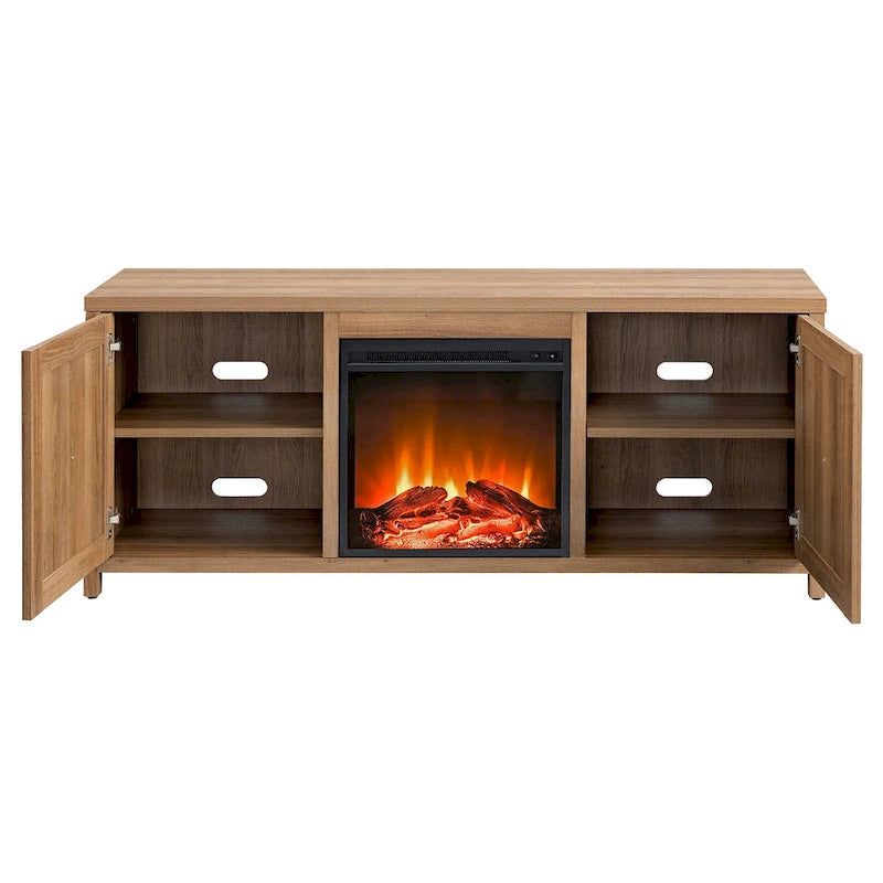 58 in. Farmhouse TV Stand with Electric Fireplace Insert