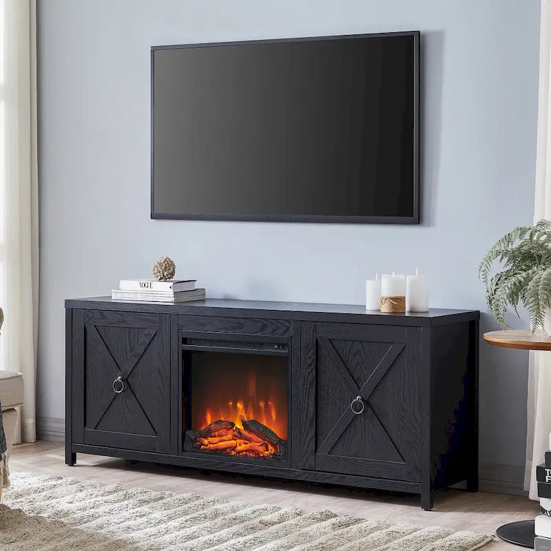58 in. Farmhouse TV Stand with Electric Fireplace Insert