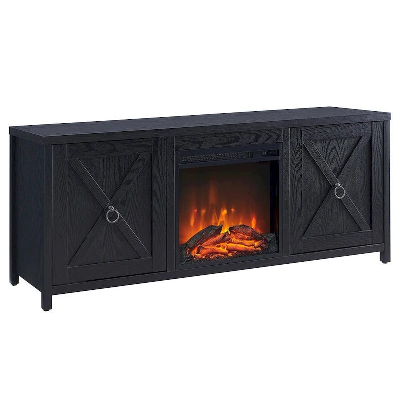 58 in. Farmhouse TV Stand with Electric Fireplace Insert