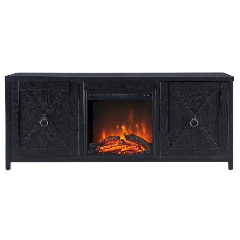 58 in. Farmhouse TV Stand with Electric Fireplace Insert