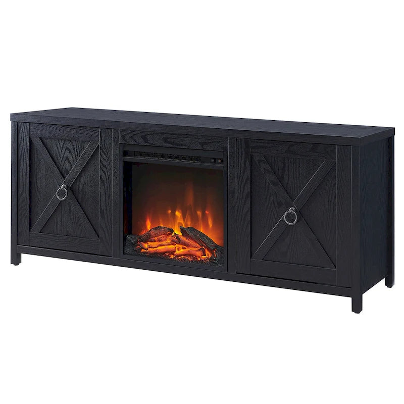 58 in. Farmhouse TV Stand with Electric Fireplace Insert
