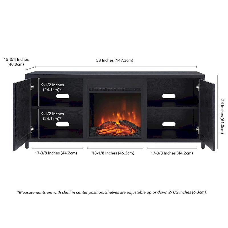 58 in. Farmhouse TV Stand with Electric Fireplace Insert