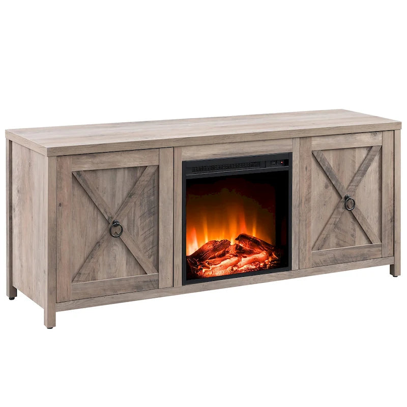 58 in. Farmhouse TV Stand with Electric Fireplace Insert