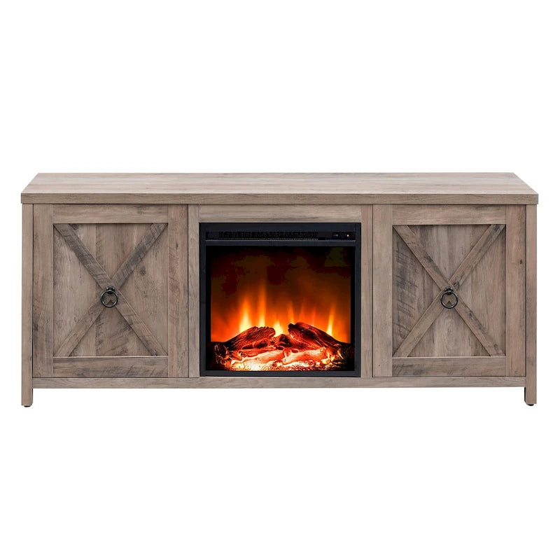 58 in. Farmhouse TV Stand with Electric Fireplace Insert