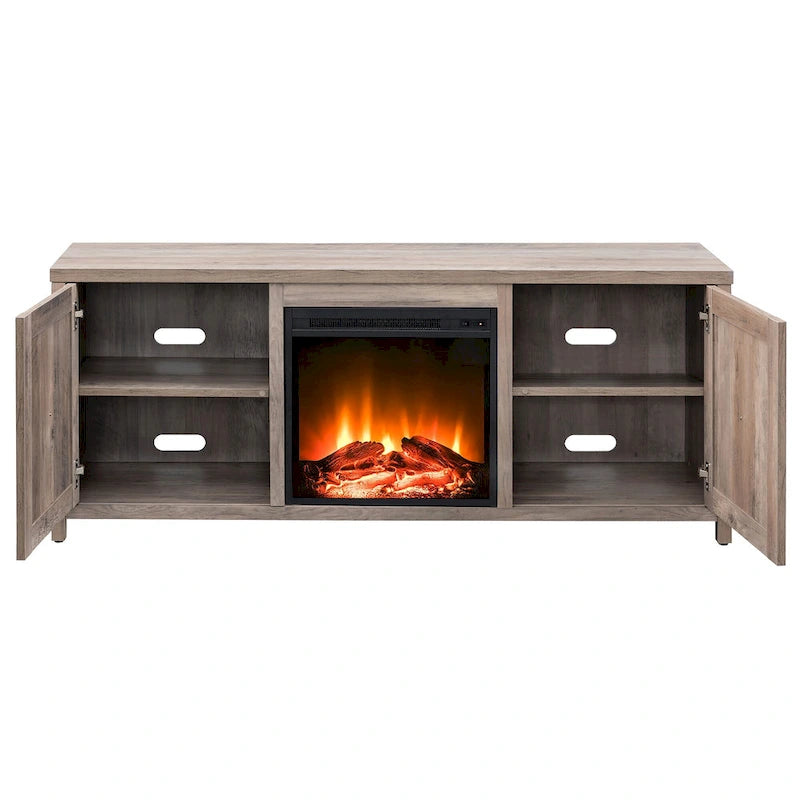 58 in. Farmhouse TV Stand with Electric Fireplace Insert