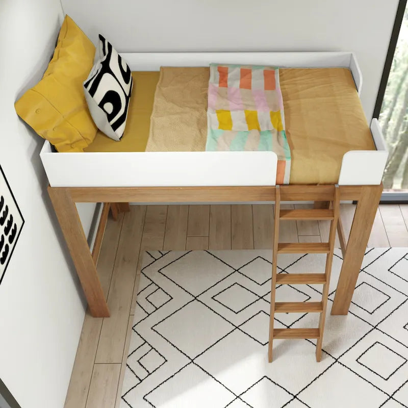 Mid-Century Modern Twin-Size High Loft Bed