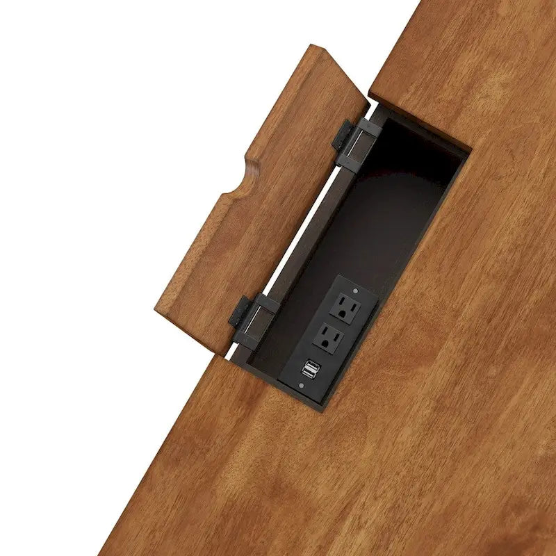 Antique 1-Drawer Desk with USB Charging Station