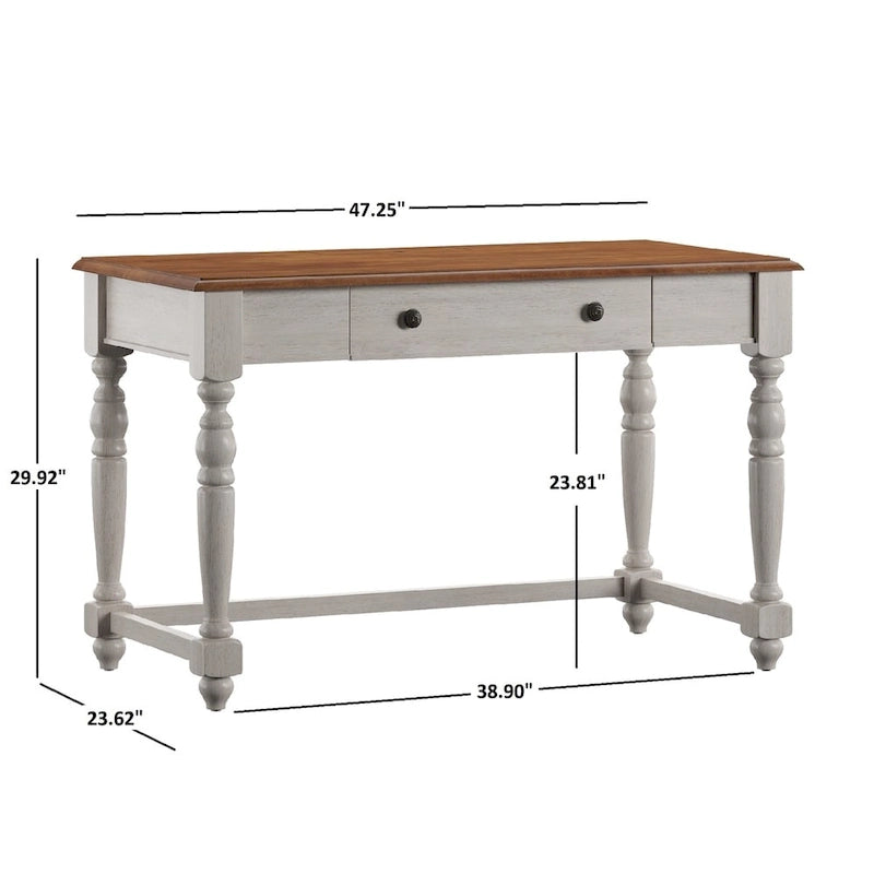 Antique 1-Drawer Desk with USB Charging Station