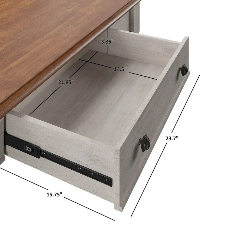 Antique 1-Drawer Desk with USB Charging Station