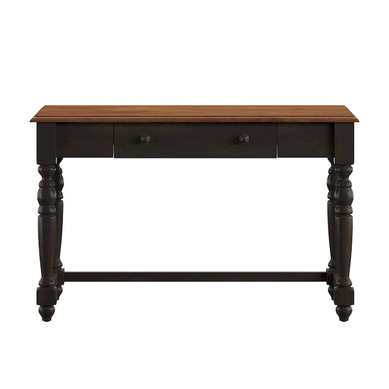 Antique 1-Drawer Desk with USB Charging Station