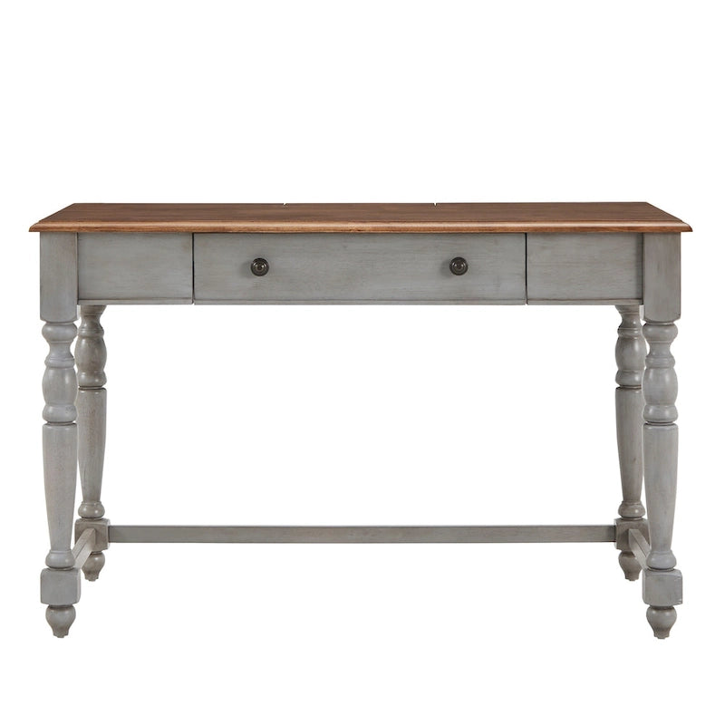 Antique 1-Drawer Desk with USB Charging Station