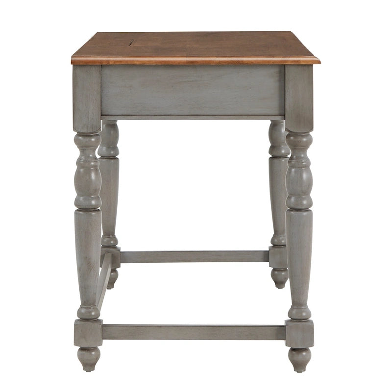 Antique 1-Drawer Desk with USB Charging Station