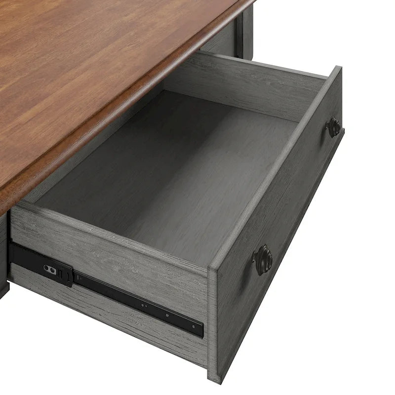 Antique 1-Drawer Desk with USB Charging Station
