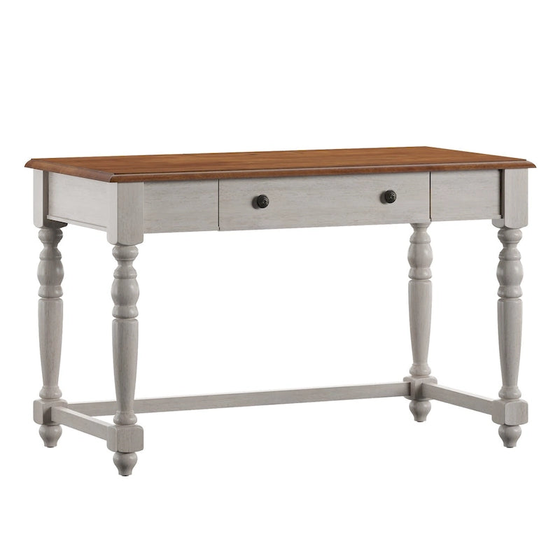 Antique 1-Drawer Desk with USB Charging Station