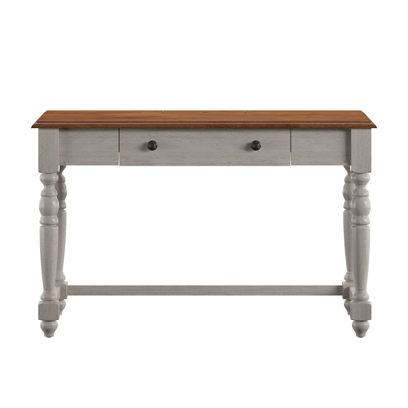 Antique 1-Drawer Desk with USB Charging Station