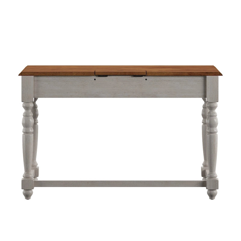 Antique 1-Drawer Desk with USB Charging Station