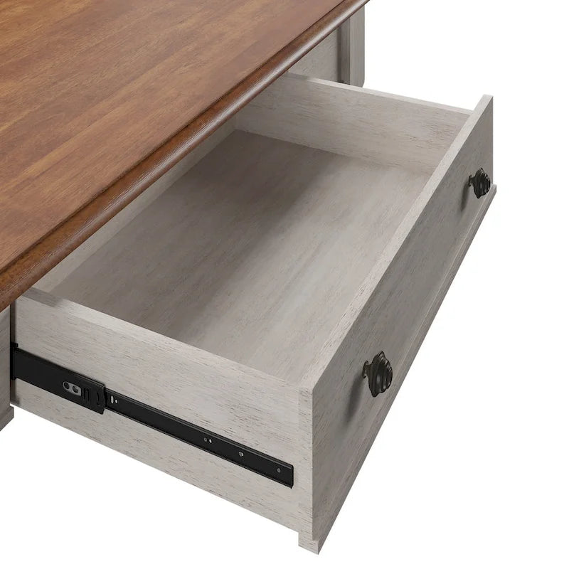 Antique 1-Drawer Desk with USB Charging Station