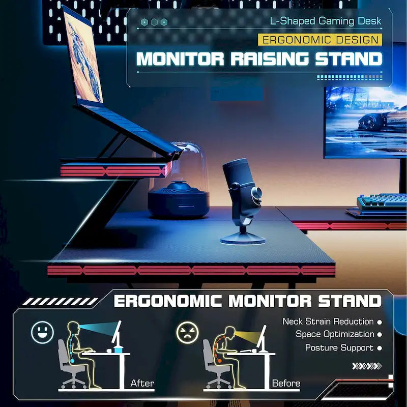 L-Shaped Gaming Desk Computer Corner Desk