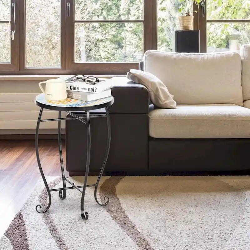 Cement Round Mosaic Bistro Table Coffee Table