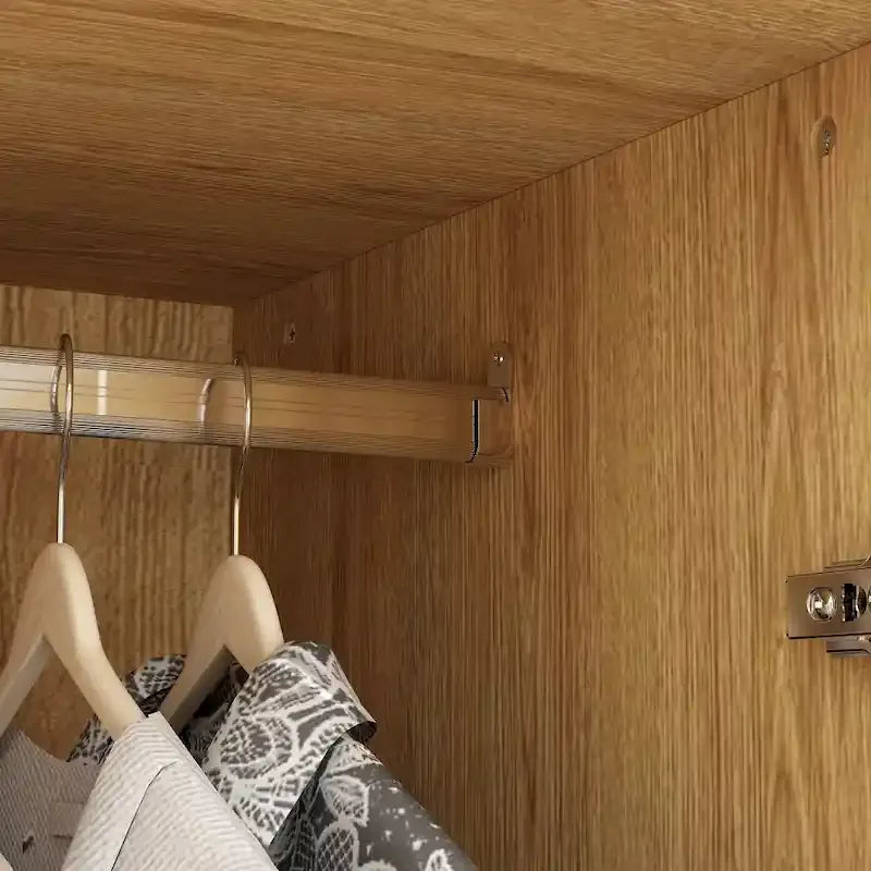 Modern Armoire Cabinet with Drawers - Wood Wardrobe Closet for Storage