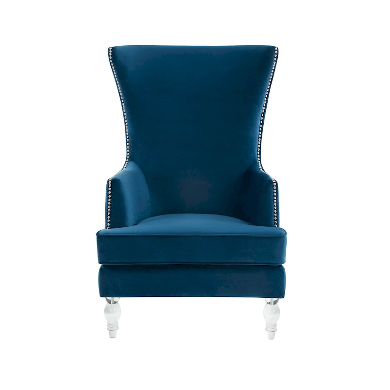 Modern Wingback Chair with Acrylic Legs and Plush Velvet - 29Wx32Dx45H