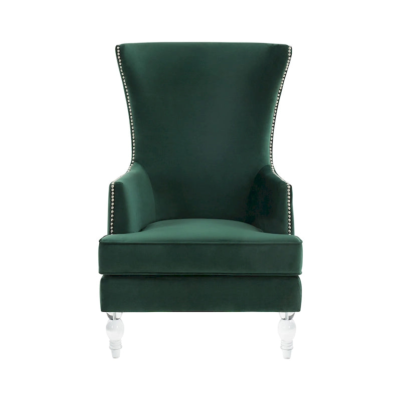 Modern Wingback Chair with Acrylic Legs and Plush Velvet - 29Wx32Dx45H