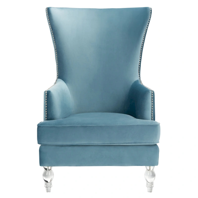Modern Wingback Chair with Acrylic Legs and Plush Velvet - 29Wx32Dx45H