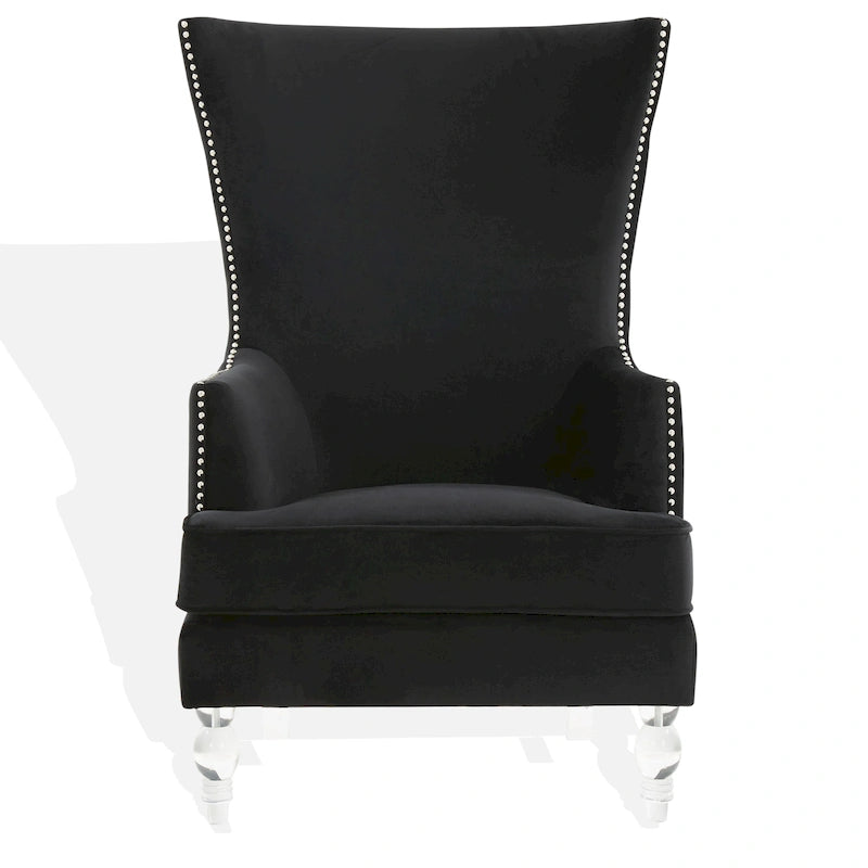 Modern Wingback Chair with Acrylic Legs and Plush Velvet - 29Wx32Dx45H