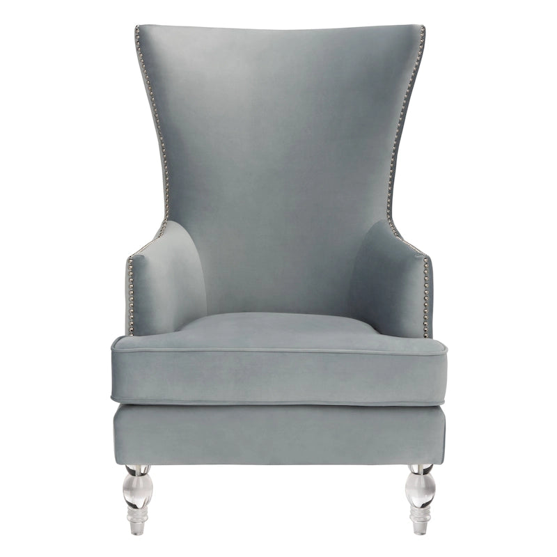 Modern Wingback Chair with Acrylic Legs and Plush Velvet - 29Wx32Dx45H