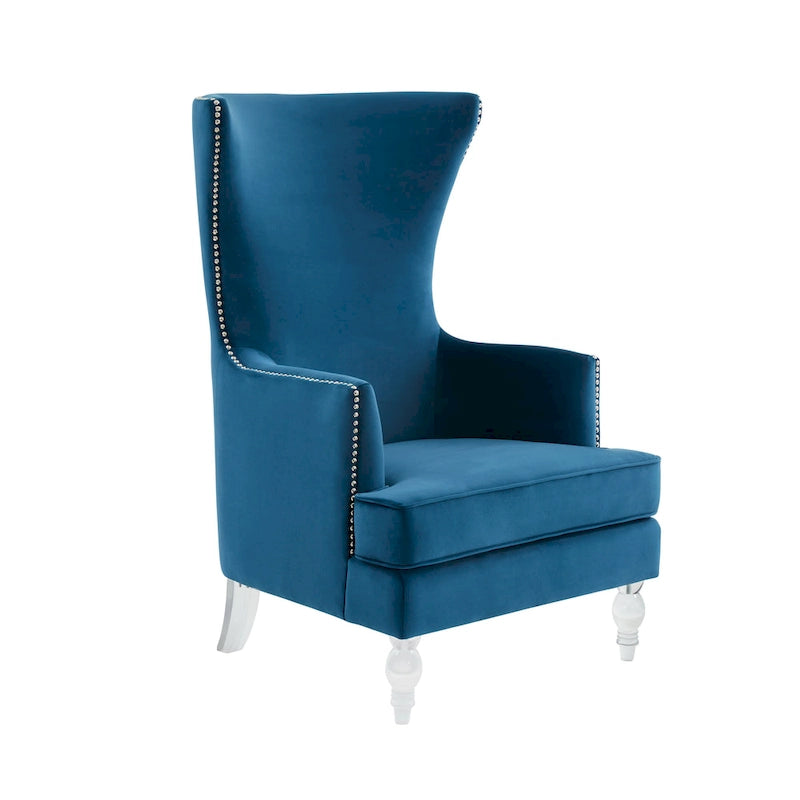 Modern Wingback Chair with Acrylic Legs and Plush Velvet - 29Wx32Dx45H